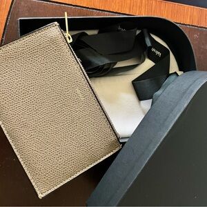 Valextra Gold and Brown Leather Wallet